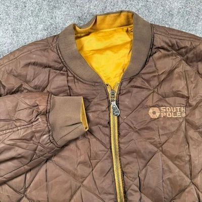 Southpole XXL Reversible Bomber Jacket Brown Yellow Quilted Puffer Flaw Men's - Image 1 of 4