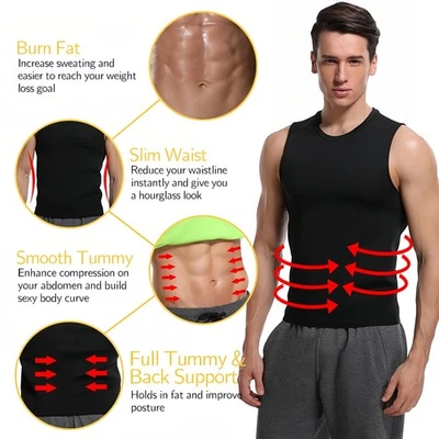 Men Sauna Sweat Slimming Trainer Vest Neoprene Yoga Thermal Body Shaper - Image 1 of 4