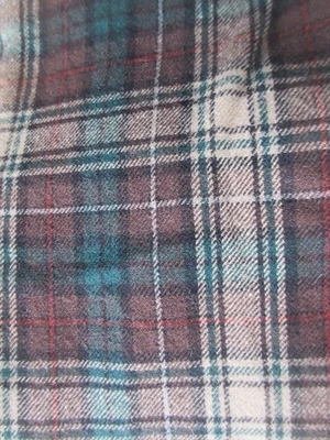 Remnant Brown, Tan, Black, Green Wool fabric Plaid Light Weight 28" x 38"+ - Image 1 of 2