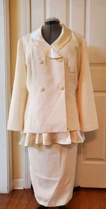 NWOT Monroe & Main 2PC Ivory Doublebreasted Formal Skirt Suit Satin Trim 20W  - Picture 1 of 15