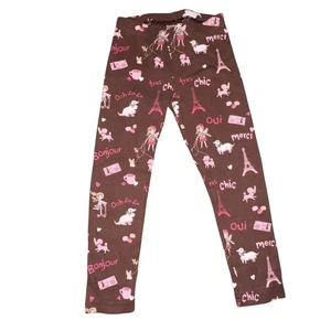 Gymboree Paris Themed Leggings-Brown/Pink-Size 4-GUC - Picture 1 of 4