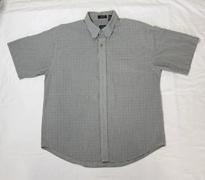 Men’s Large Van Heusen Short Sleeve Checked Multi-Color Button Down Dress Shirt - Picture 1 of 12