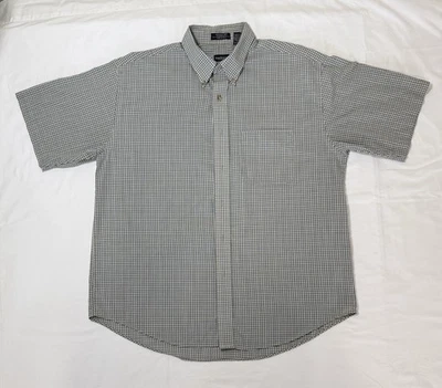 Camisa de vestir grande para hombre Van Heusen manga corta a cuadros multicolor con botones Foto 1 de 4