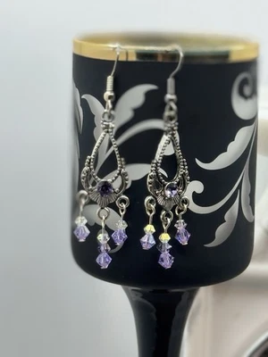 Brincos Swarovski Crystal Elements gancho de aço inoxidável - Imagem 1 de 4