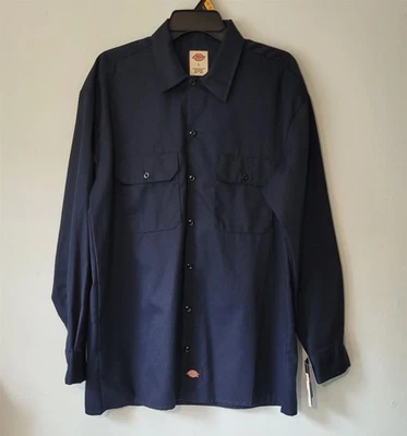CAMISA DE TRABAJO VINTAGE PARA HOMBRE DICKIES AZUL MARINO MANGA LARGA AJUSTE ORIGINAL L GRANDE ¡NUEVA CON ETIQUETAS! Foto 1 de 4