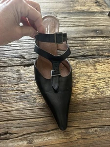 Dries van Noten schwarze spitz zulaufende Leder-Pantolette Pfennigabsatz 38,5 US 8,5 785 $ - Bild 1 von 10