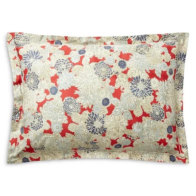 (1) RALPH LAUREN Remy Vermelho Floral FARSA PADRÃO NOVO ALGODÃO ACETINADO US$ 130 - Imagem 1 de 4