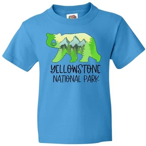 Inktastic Yellowstone National Park- Mountains And Bear Shape Youth T-Shirt Home - Picture 1 of 8