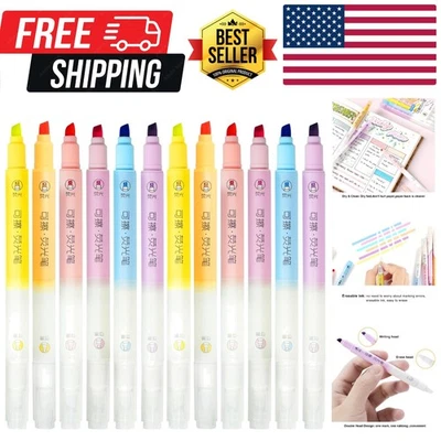 Resaltadores borrables, resaltadores de escritura suave de doble cabezal, punta de cincel como... Foto 1 de 4