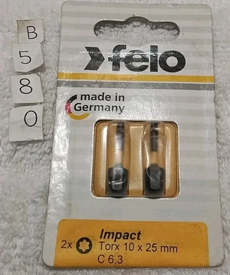 2pc FELO 636133 TORX  T-10×1" IMPACT DRIVER BITS MADE IN GERMANY 🇩🇪 - Image 1 of 2
