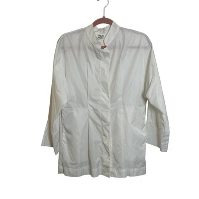 Chaqueta de Lluvia Planet by Lauren G Nylon Talla 1 EE. UU. 4-8 Blanca Manga 3/4 Viaje DEFECTUOSA Foto 1 de 4