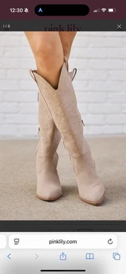 Pink Lily Shania Knee High Cowboy Western Boots Size 8.5 New - Image 1 of 4