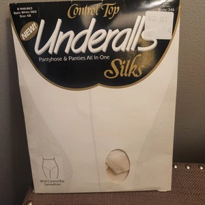 Pantimedias y bragas de seda en uno básico blanco talla AB vintage NUEVO - Imagen 1 de 6