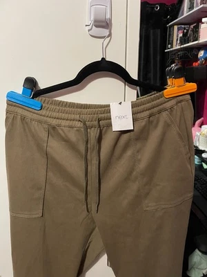 Próximo Nuevo Jersey Caqui Denim Joggers Talla 14 Bolsillos Delanteros Regulares Foto 1 de 4