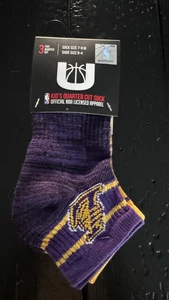 NEW Los Angeles Lakers NBA Kids Quarter cut Socks 3 Pair Shoe Size 9-4 Sock 7-9M - Picture 1 of 2