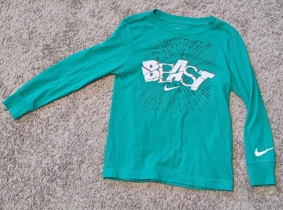 NIKE Boys Size 6  Long Sleeve Shirt VGUC Christmas Green/Red Beast - Image 1 of 2