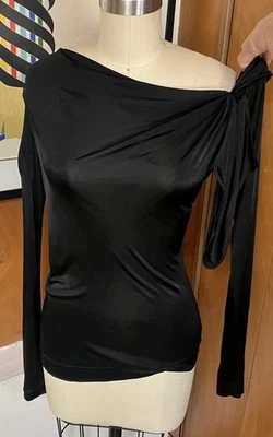 Top fuera del hombro ZAC POSEN talla 2 xs s negro viscosa slinky Foto 1 de 4