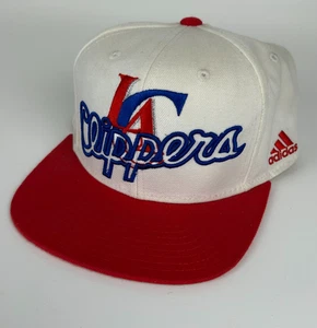 Vintage LA Clippers Adidas Snapback Hat Cap White Red Adjustable NBA Embroidered - Picture 1 of 8