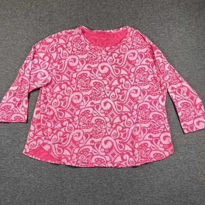 Camisa Fresh Produce Mujer Plus 2X Rosa Manga 3/4 Hecha en EE. UU. Foto 1 de 4