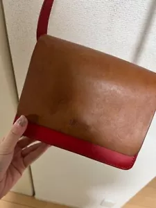 O My Bag Amsterdam Shoulder Leather Brown & Red Good Condition From Japan - Picture 1 of 8