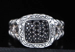 JAI John Hardy Sterling Silver Black Spinel Classic Chain Split Shank Ring 7 - Picture 1 of 9