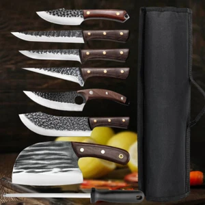 8PCS Slicing Knife Japan VG10 Damascus Steel Chef Kitchen Meat Knife Set w/ Bag - Picture 1 of 14