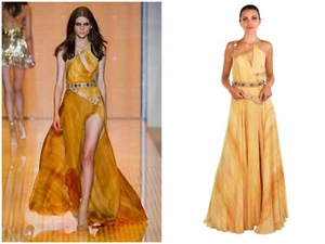 Vestido Versace S/S 2013 Look # 42 Adornado Dorado Beige Seda 40-4 - Imagen 1 de 7