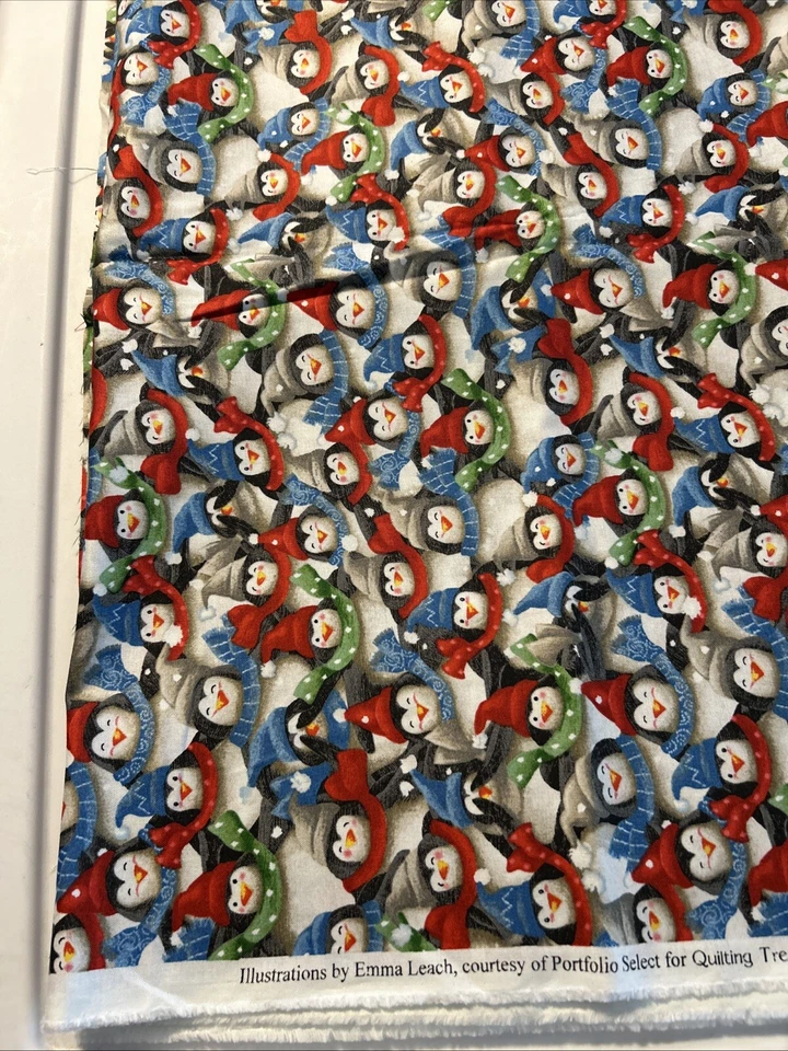 Quilting Treasures Packed Penguins Mini Print 100% Cotton Quilt Fabric 1 1/2 YDS - Image 1 of 4