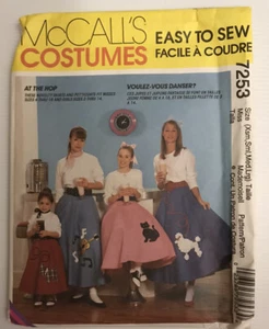 McCall’s 7253 Retro 90s Sewing Pattern Costume Fifties Skirt  Sizes: Xsmll to La - Picture 1 of 8