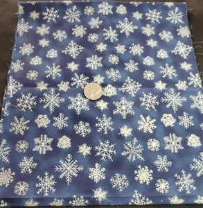 1/4 yd Snowflakes on Blue Background Fabric Shimmer Unique Snowflakes Quilters - Picture 1 of 4
