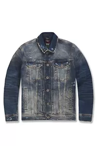 New Men's Jordan Craig Amsterdam Denim Trucker Jacket (Desert) Size Large - Picture 1 of 2
