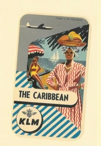 Vintage Airline Gepäck Label KLM AIRLINES The Caribbean - Bild 1 von 2