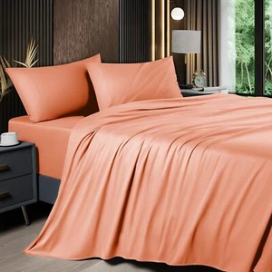 Queen 4 Piece Cooling Sheet Set Bamboo Rayon Blend Deep Pocket 16in Soft - Picture 1 of 67
