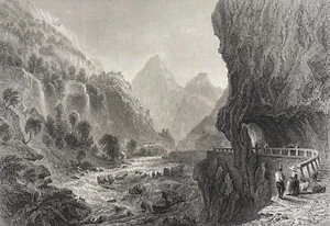 Val Vedro Simplon Lithograph 1836 after Barlett and Starling Switzerland Alps - Picture 1 of 3