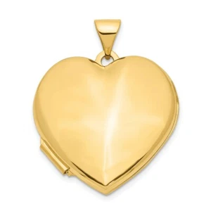 14K Yellow Gold 21mm Heart Domed Plain Locket 26x22mm - Picture 1 of 6