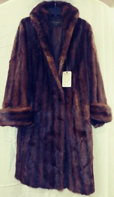 Abrigo visón largo completo vintage marrón L. Bamberger & Co. Newark con brazo LG 16 3/4" Foto 1 de 4