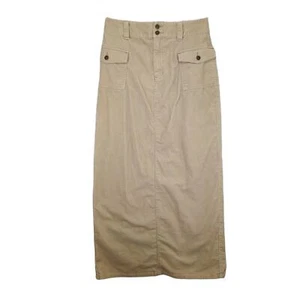 Falda midi lápiz pana caqui Y2K Liz Claiborne talla 6, bolsillos de carga boho - Imagen 1 de 9