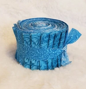 Turquoise blue colors jelly rolls, precut quilt strips, 18 strips 2.5" wide - Picture 1 of 3