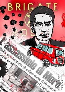 55 - opera d'arte Aldo Moro - Stampa Su Tela - Copia Unica Formato 30 x 20 - Foto 1 di 9