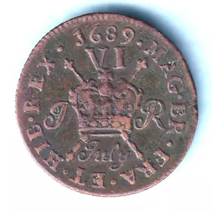 Ireland - Gunmoney. 1689 July - James 11, Sixpence.. VF - Imagen 1 de 2