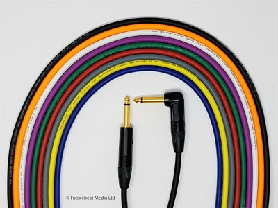 Van Damme Pro Grade Guitar Cable Gold Neutrik Straight to Right Angle Jack Plugs