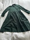 Lovely Toast Dark Green Needlecord Button Down Dress Size 8 Pockets 100% Cotton