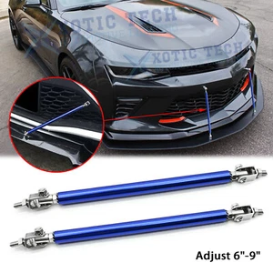 For Chevy Camaro Adjustable 6"-9" Blue Front Bumper Racing Splitter Strut Bars - Picture 1 of 12