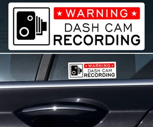 4 Warning Stickers Sign Dash Cam CCTV Video Recording Car Window REVERSE White + - Picture 1 of 2
