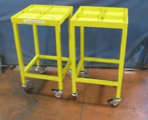 R. Lot (2) Custom Made Yellow Rolling Industrial Table Stands MARYVILLE TN
