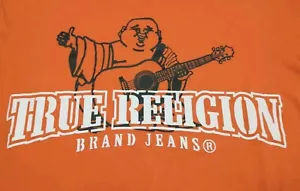 TRUE RELIGION Shirt T-Shirt orange Buddha Gitarre Herren 2XL XXL $ 89 UVP EUC - Bild 1 von 8