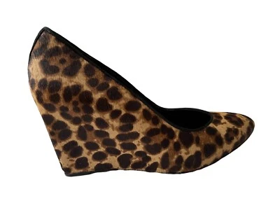 Brian Atwood Womens Wedge Heels Size 37 US 7 Leopard Animal Print Calf Hair Bejo - Image 1 of 4