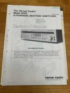 Harman Kardon CD191 Cassette Tape Deck Supp. Technical Manual Original Vintage - Picture 1 of 3