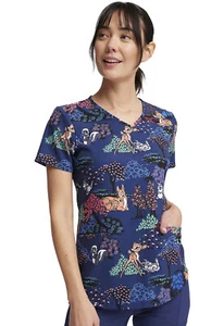 Bambi Cherokee Scrubs Tooniforms Disney V Neck Top TF737 BAWG - Picture 1 of 6
