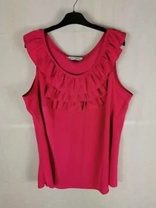 Ladies Top Size 20 NIGHTINGALES Hot Pink Vest Ruffle Bib - Picture 1 of 6